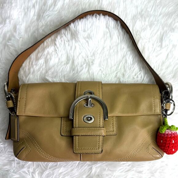 Vintage COACH Y2k Soho Saddle Tan Flap Shoulder Bag - Picture 1 of 16